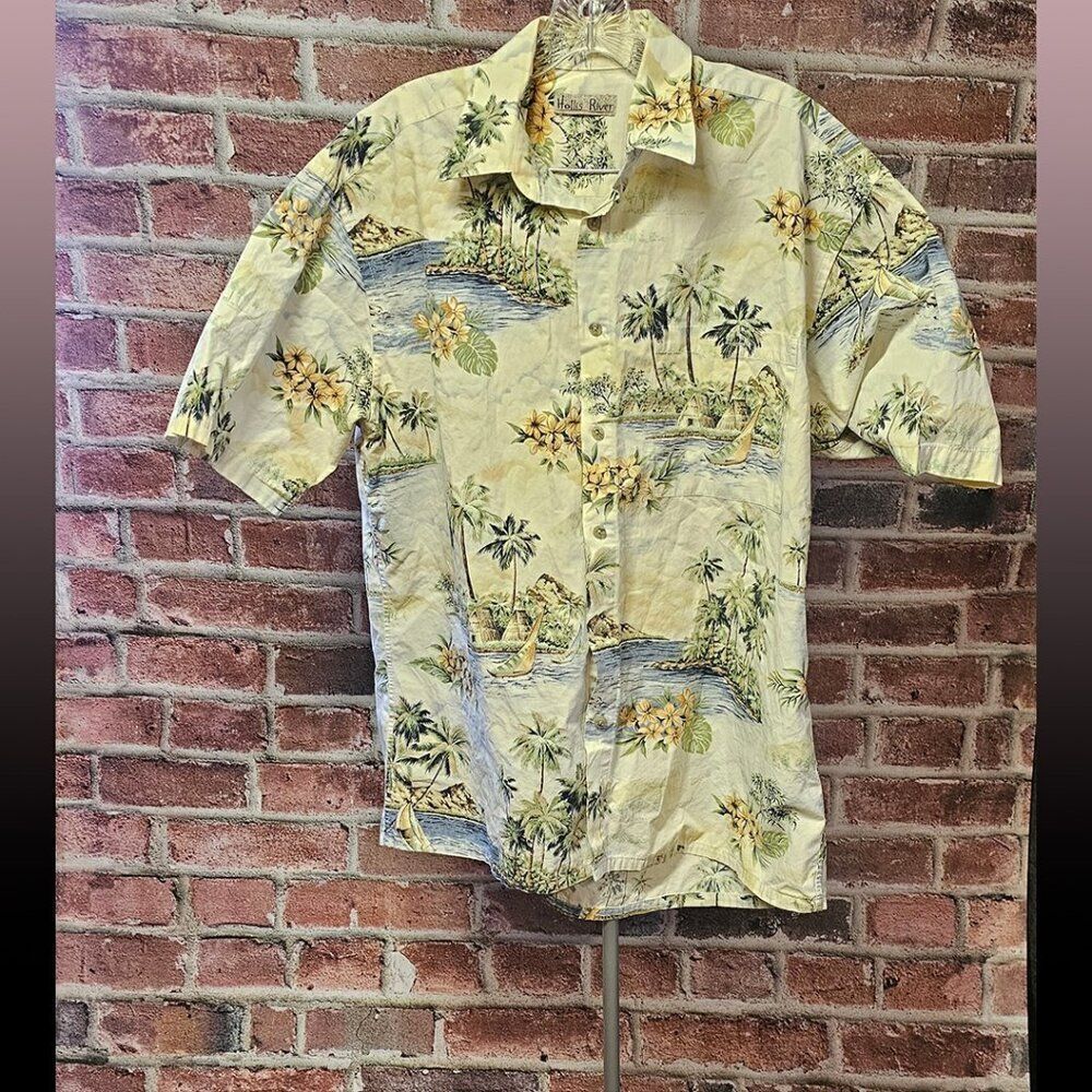 Men's HOLLIS RIVER Hawaiian Shirt‎ Large VINTAGE